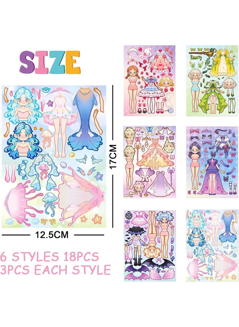 6 PCS Princess Dress Up Stickers - DIY Make a Face Stickers for Kids, Boys & Girls - Birthday Party Supplies - Image 2
